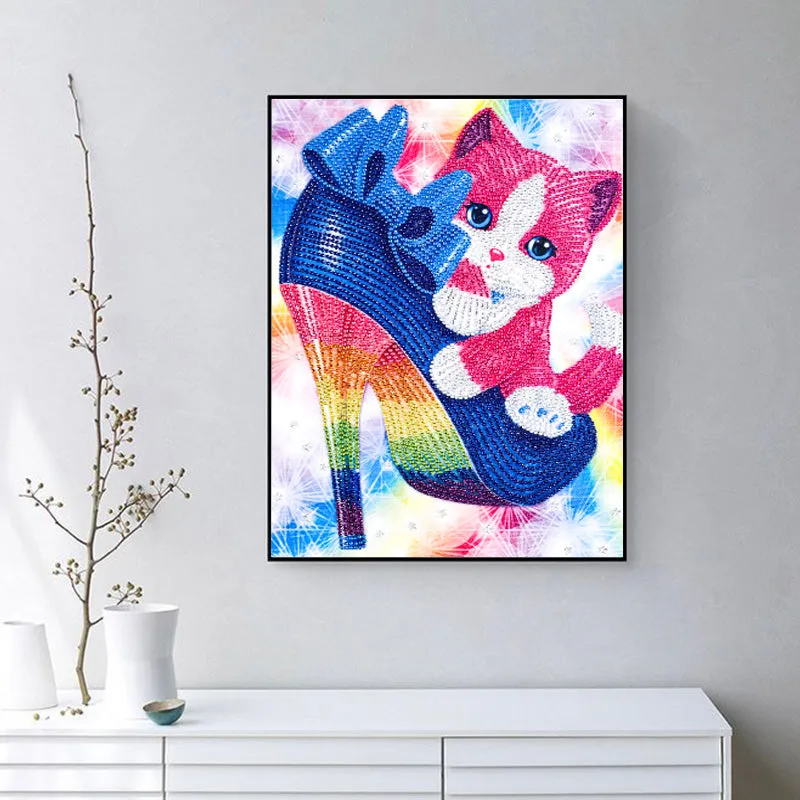 5D DIY  Special-Shaped Diamond-Cat, High Heels 30*40cm
