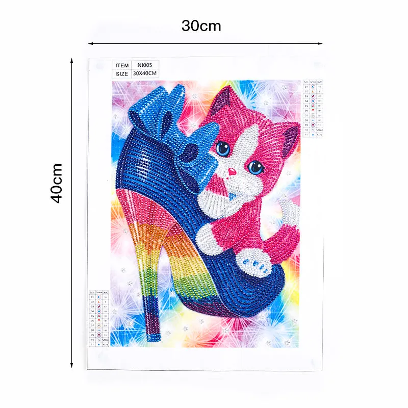 5D DIY  Special-Shaped Diamond-Cat, High Heels 30*40cm