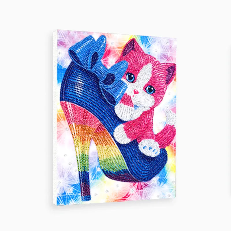 5D DIY  Special-Shaped Diamond-Cat, High Heels 30*40cm