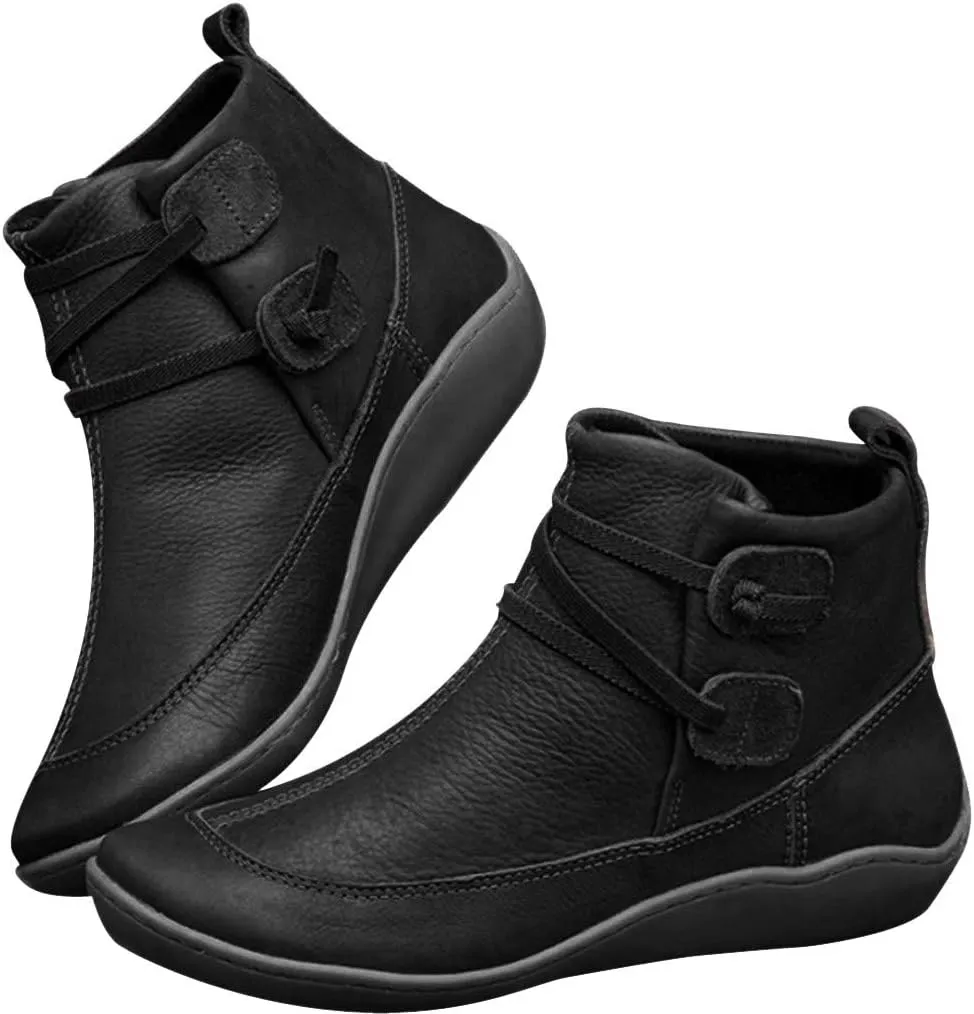 AMDBEL Ankle Boots for Women, Cowgirl Boots Women Slip On Loafers Chunky Block Heel Shoes Office Hollow-out Low Heel Booties