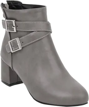 Ankle Boots for Women Fall and Winter Chunky Heel Short Boots Belt Buckle Middle Heel Side Zipper Women's Boots