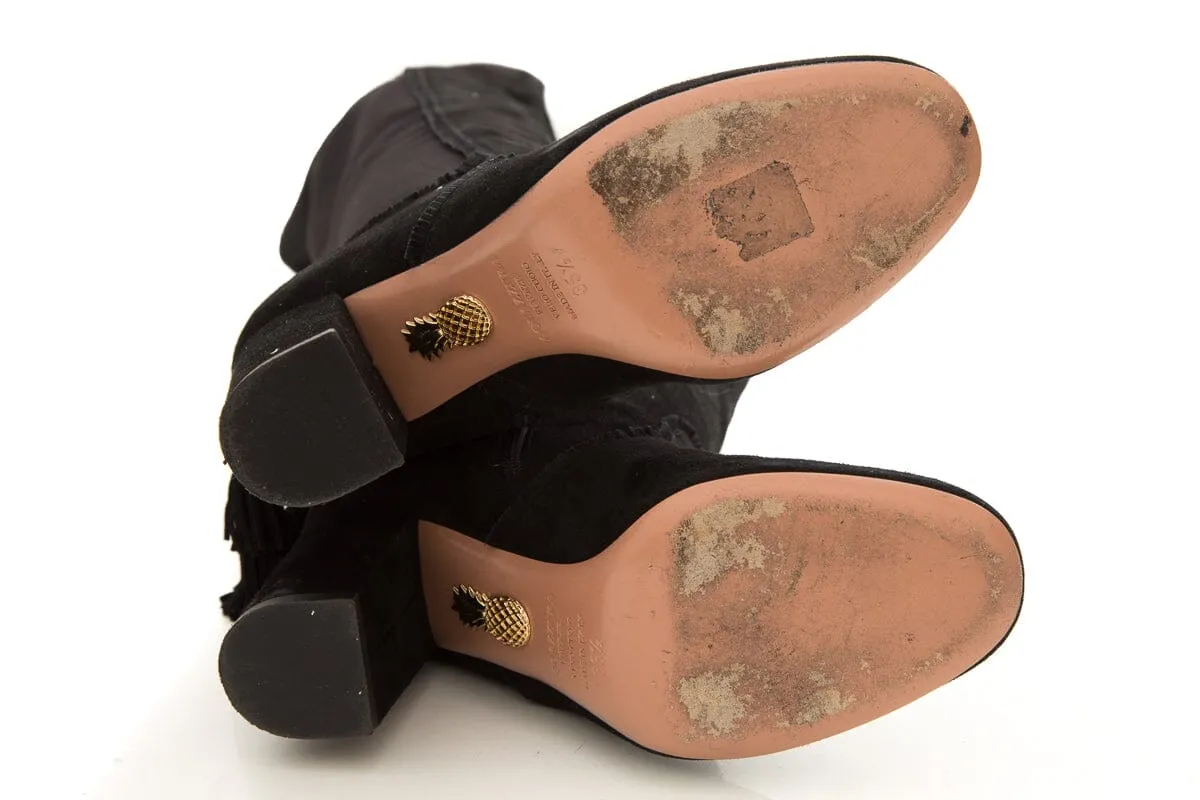 Aquazzura Black Suede Boots SZ 35.5