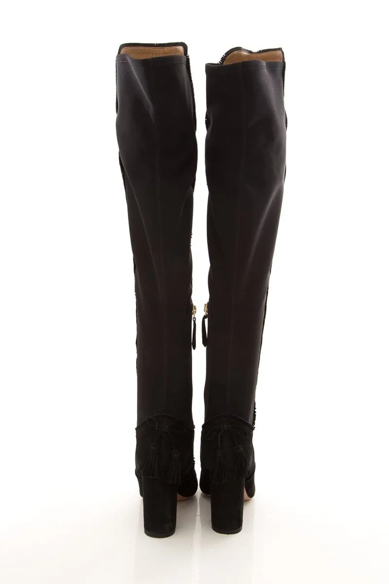 Aquazzura Black Suede Boots SZ 35.5