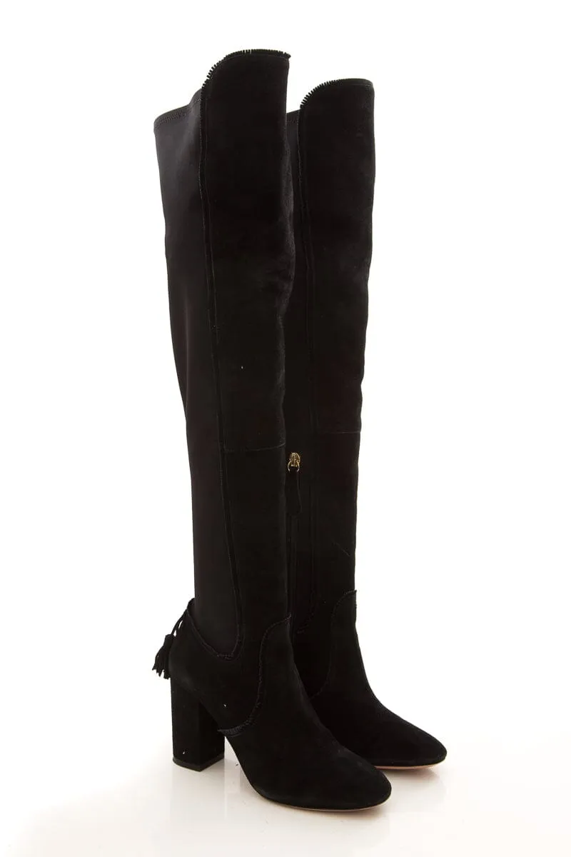 Aquazzura Black Suede Boots SZ 35.5