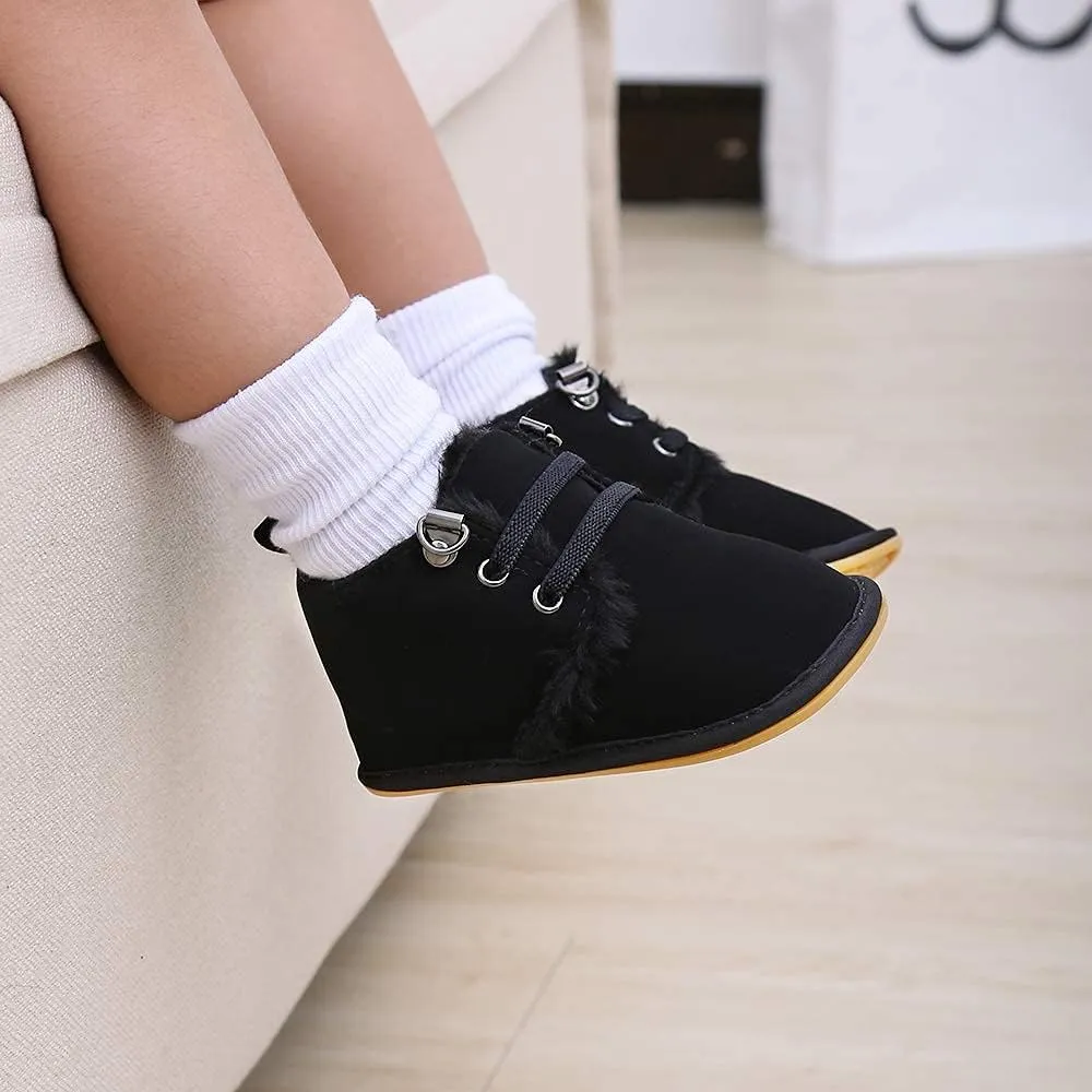 Baby Boys Girls Booties Fleece Anti-Slip Soft Sole Boots Toddler First Walker Warm Shoes