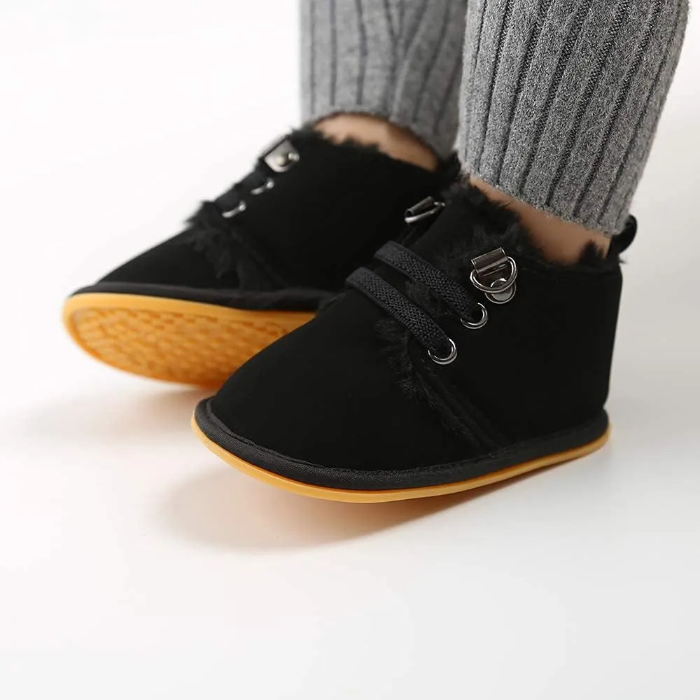 Baby Boys Girls Booties Fleece Anti-Slip Soft Sole Boots Toddler First Walker Warm Shoes