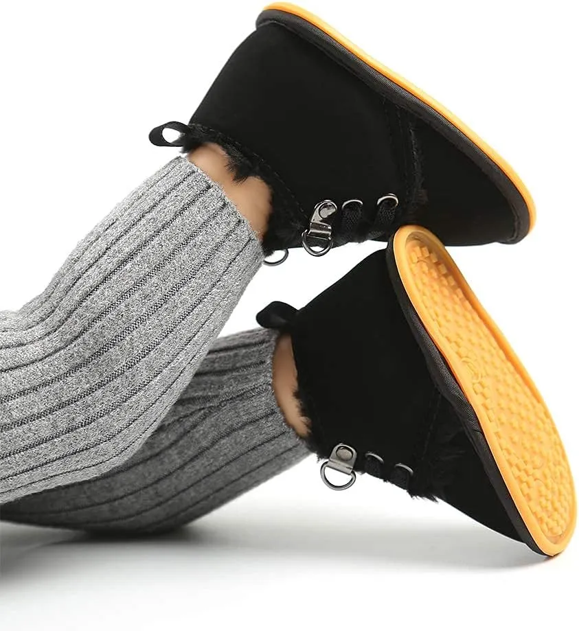 Baby Boys Girls Booties Fleece Anti-Slip Soft Sole Boots Toddler First Walker Warm Shoes