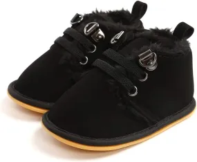 Baby Boys Girls Booties Fleece Anti-Slip Soft Sole Boots Toddler First Walker Warm Shoes