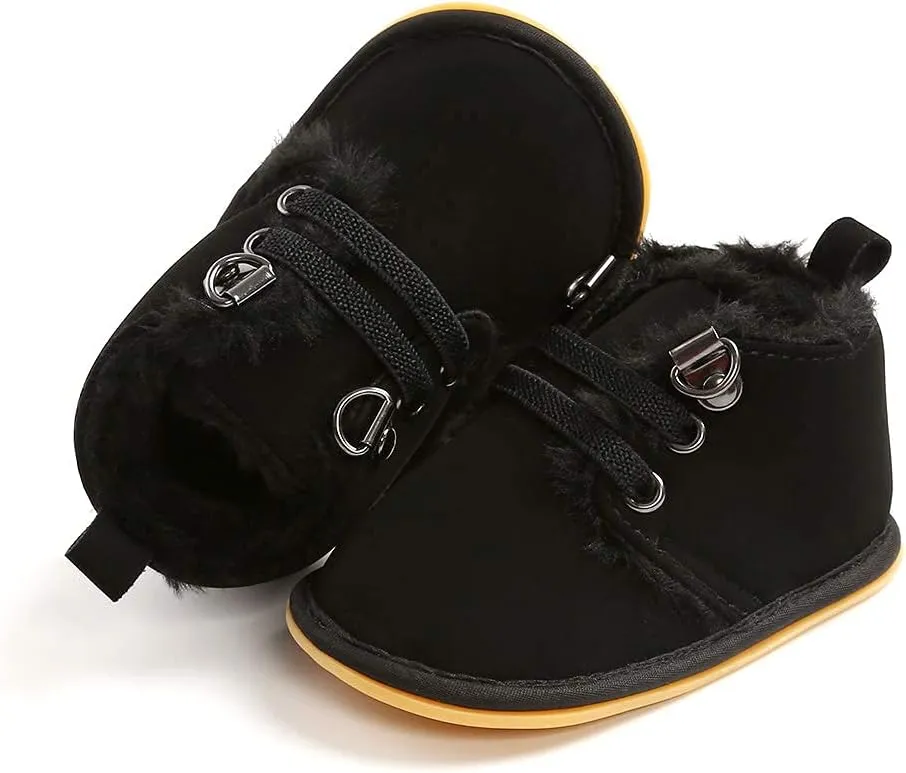 Baby Boys Girls Booties Fleece Anti-Slip Soft Sole Boots Toddler First Walker Warm Shoes