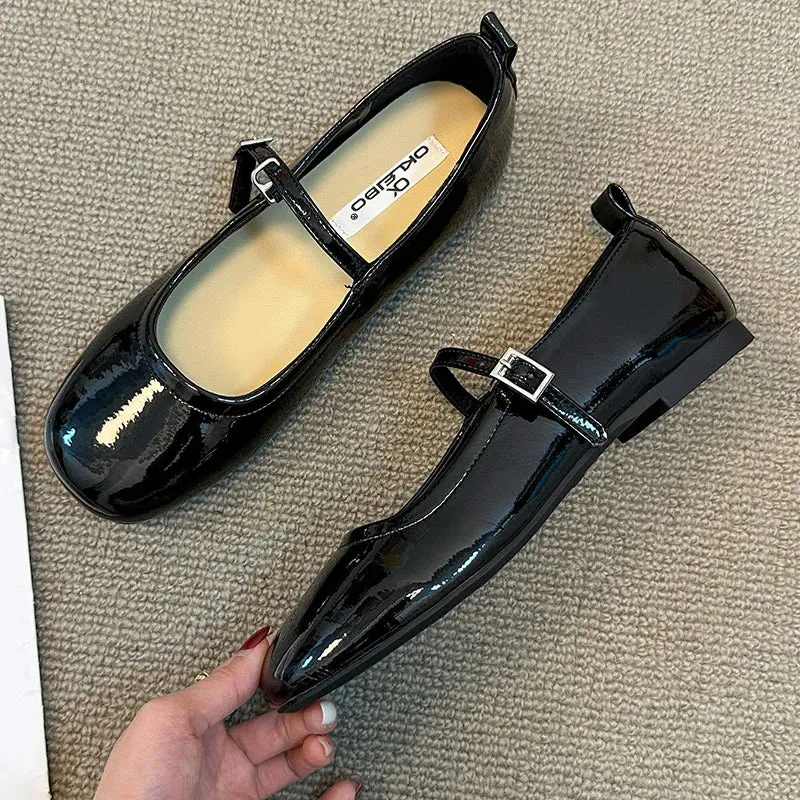 binfenxie  -  2024 Spring New Women Black Flat Shoes Fashion Red Ladies Casual Dress Mary Jane Shoes Soft Sole Round Toe Outdoor Ballerina