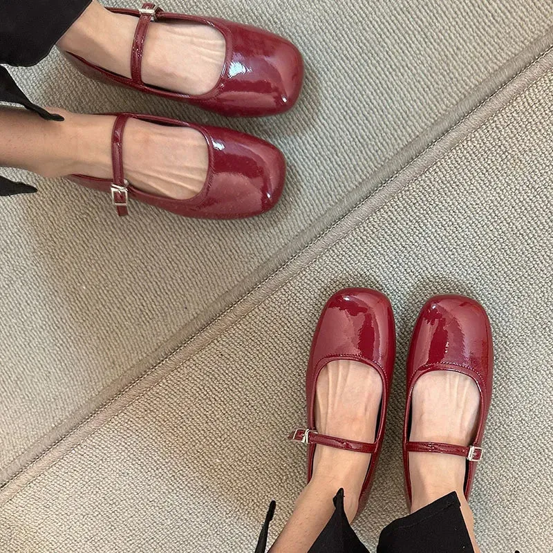 binfenxie  -  2024 Spring New Women Black Flat Shoes Fashion Red Ladies Casual Dress Mary Jane Shoes Soft Sole Round Toe Outdoor Ballerina