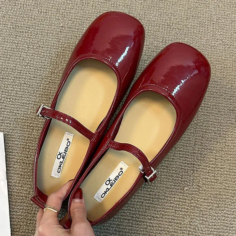 binfenxie  -  2024 Spring New Women Black Flat Shoes Fashion Red Ladies Casual Dress Mary Jane Shoes Soft Sole Round Toe Outdoor Ballerina
