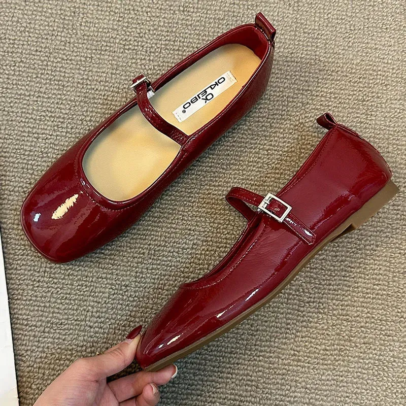 binfenxie  -  2024 Spring New Women Black Flat Shoes Fashion Red Ladies Casual Dress Mary Jane Shoes Soft Sole Round Toe Outdoor Ballerina