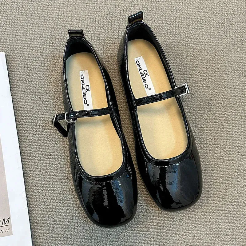 binfenxie  -  2024 Spring New Women Black Flat Shoes Fashion Red Ladies Casual Dress Mary Jane Shoes Soft Sole Round Toe Outdoor Ballerina