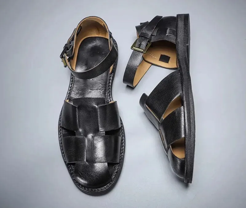 Buckle Weave Gladiator Sandals