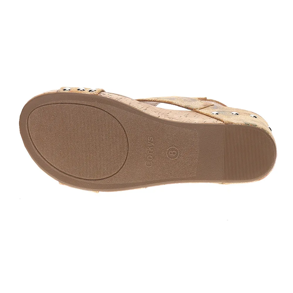 Carley Studded Floral Wedge Sandals