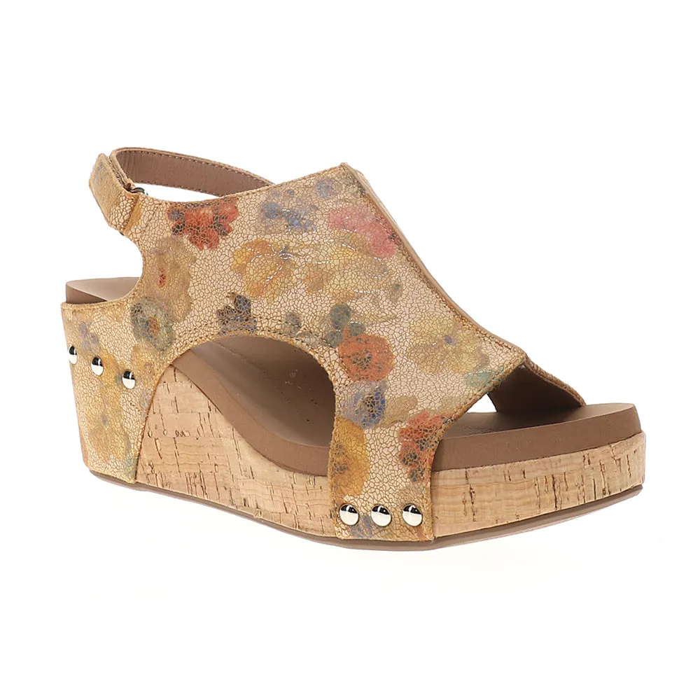 Carley Studded Floral Wedge Sandals