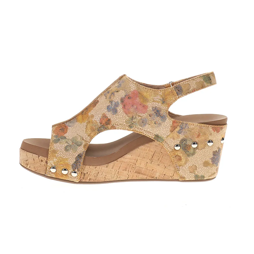 Carley Studded Floral Wedge Sandals