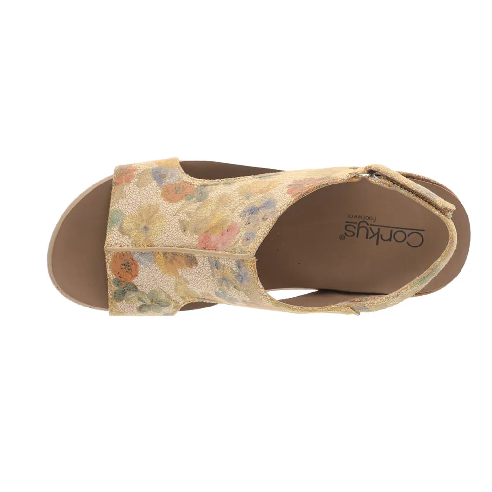 Carley Studded Floral Wedge Sandals
