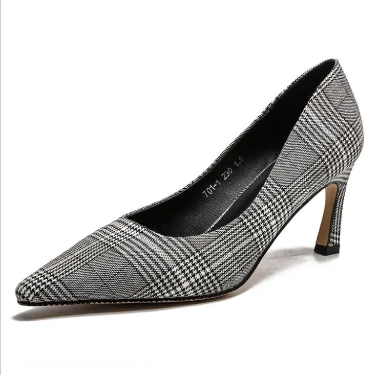 Cosy Fashion Check Point Toe High Heeled Women Heels
