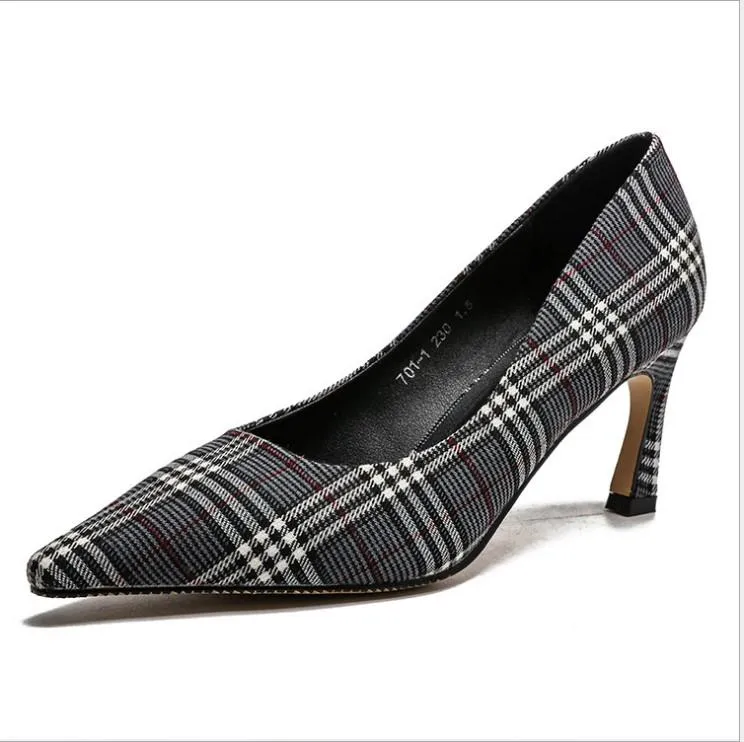 Cosy Fashion Check Point Toe High Heeled Women Heels