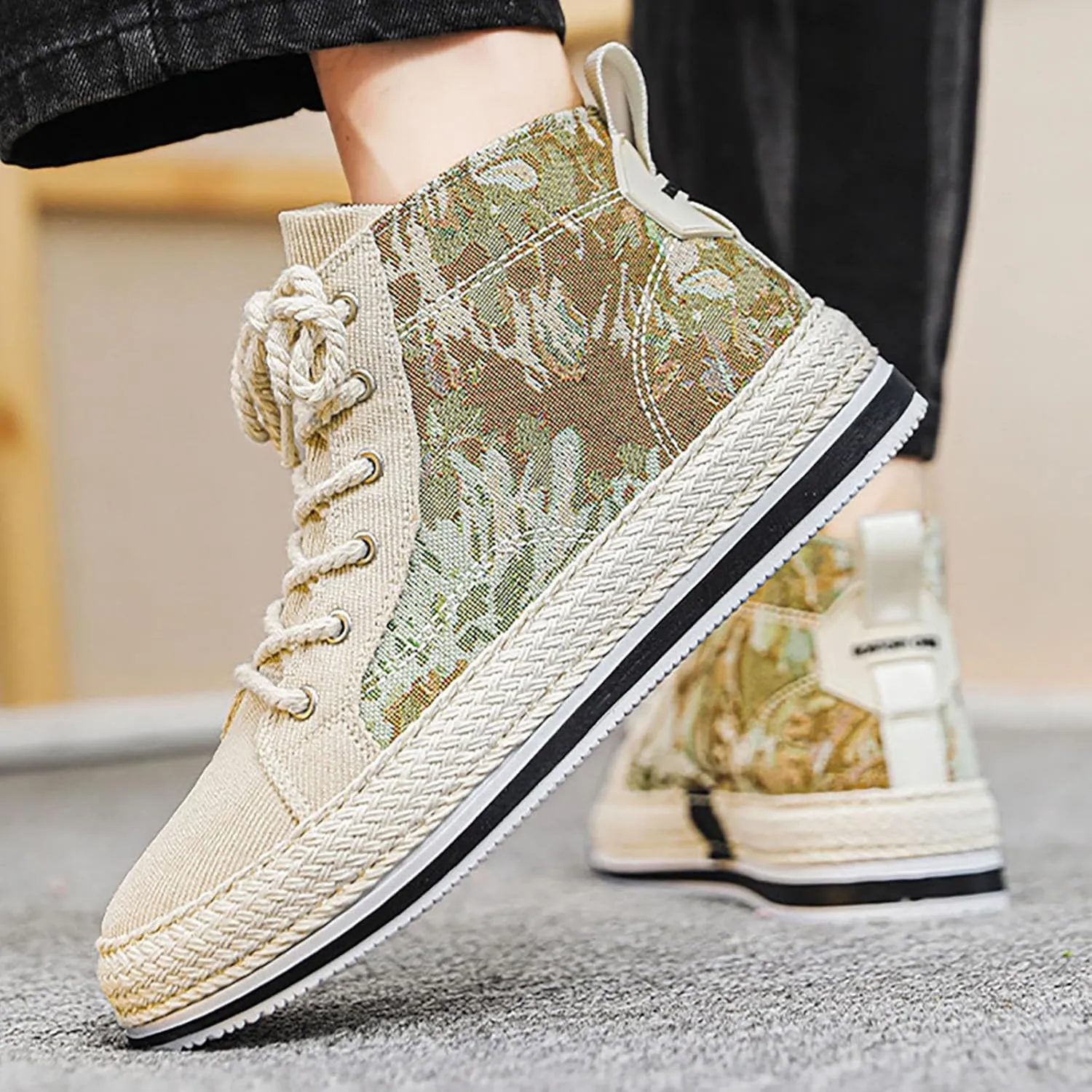 DIYCAM Men's High-Top Casual Canvas Classic Comfortable Sneaker or Fashion Tennis Shoe Casual Skate Shoes Lace Up Walking Shoes Boy's Casual Outdoor Youth Shoes