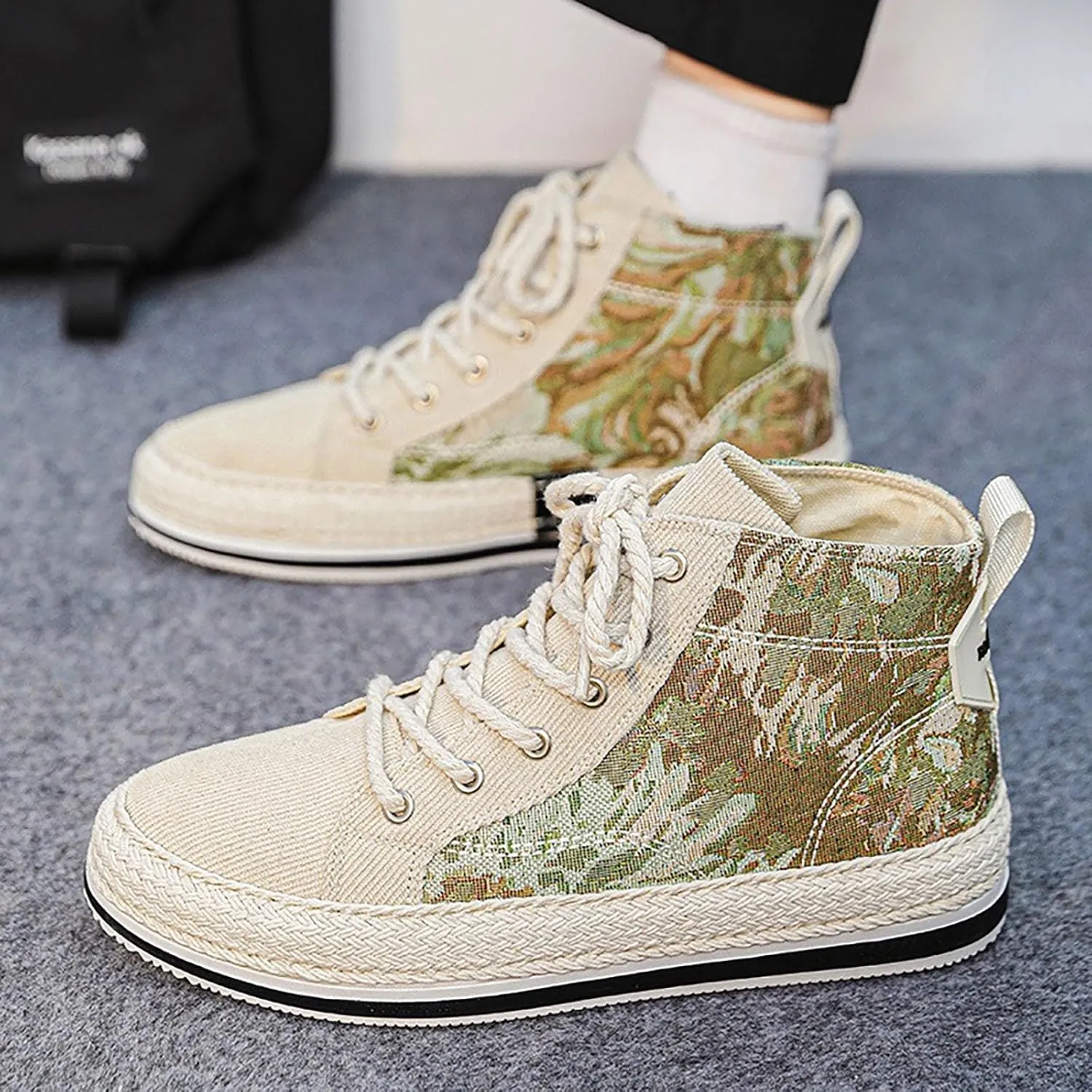 DIYCAM Men's High-Top Casual Canvas Classic Comfortable Sneaker or Fashion Tennis Shoe Casual Skate Shoes Lace Up Walking Shoes Boy's Casual Outdoor Youth Shoes