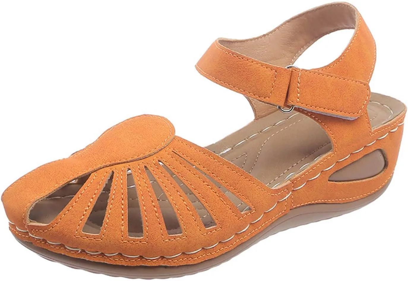 Eduavar Womens Wedge Sandals, Orthopedic Sandals for Women Comfortable Close Toe Sandals Cutout Wedge Sandals