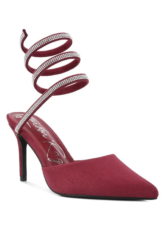 Elevated Style- Rhinestone Heels with Wrap Around Ankle Straps
