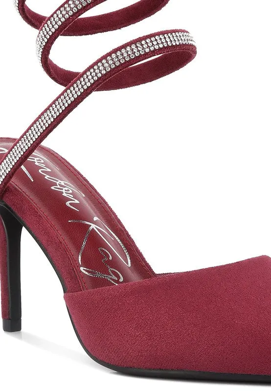 Elevated Style- Rhinestone Heels with Wrap Around Ankle Straps