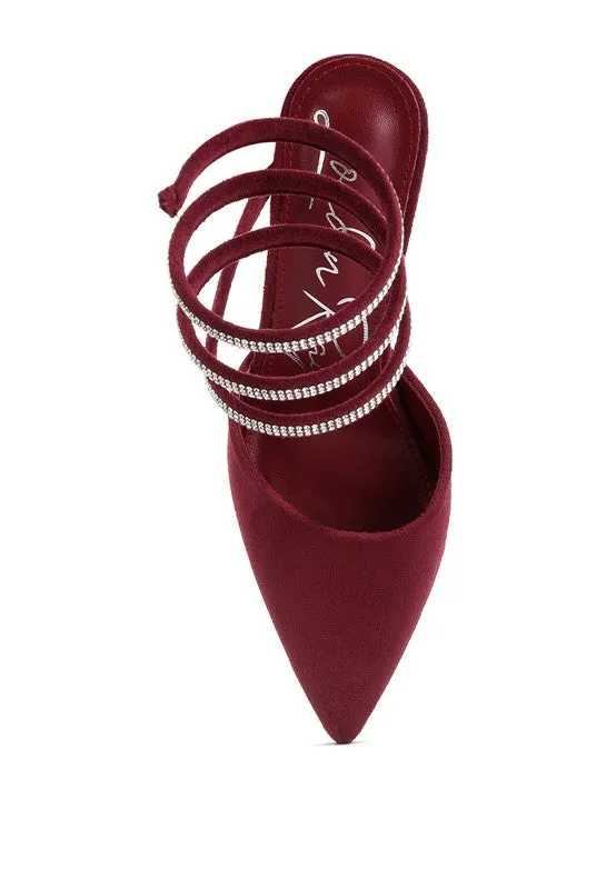 Elevated Style- Rhinestone Heels with Wrap Around Ankle Straps