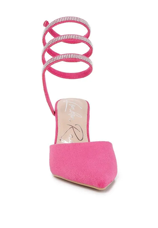 Elevated Style- Rhinestone Heels with Wrap Around Ankle Straps