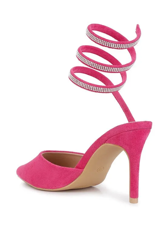 Elevated Style- Rhinestone Heels with Wrap Around Ankle Straps