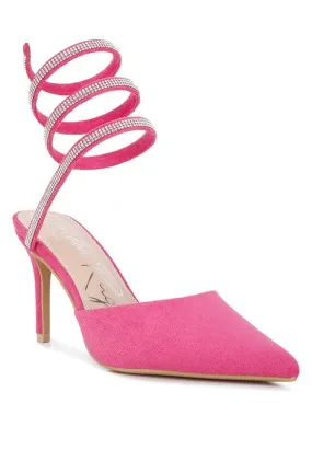 Elevated Style- Rhinestone Heels with Wrap Around Ankle Straps