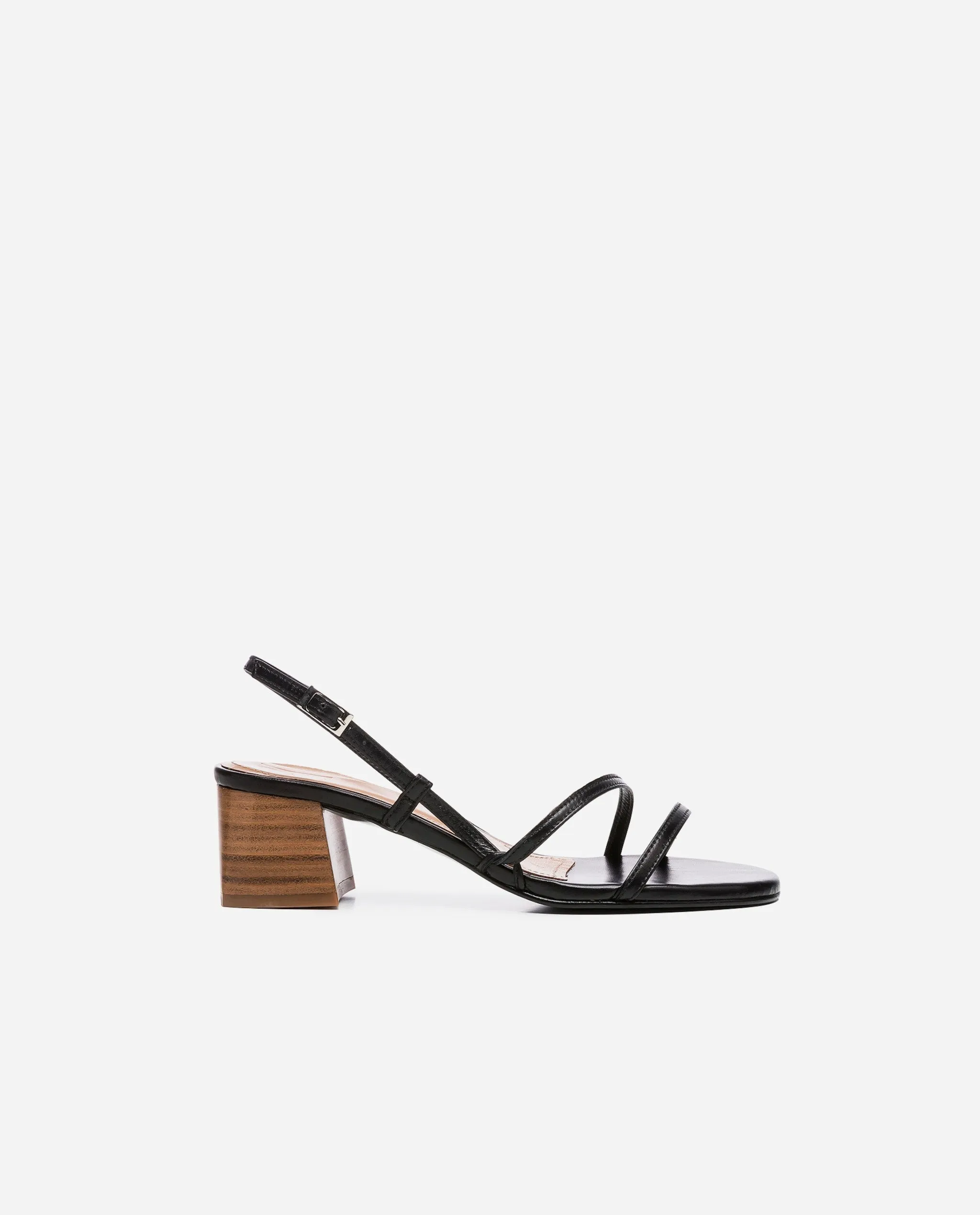 Elsa Leather Black Heeled Sandals