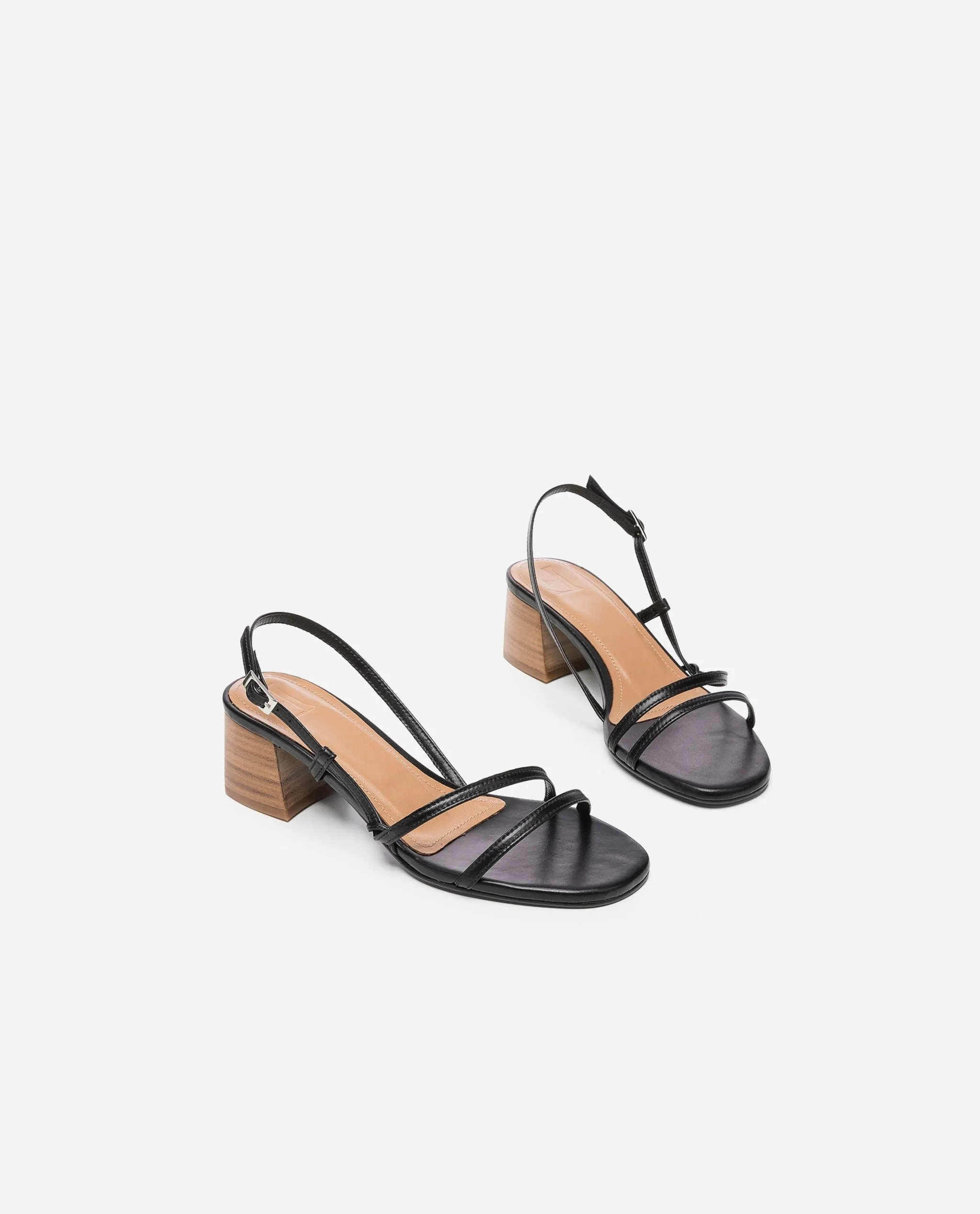 Elsa Leather Black Heeled Sandals