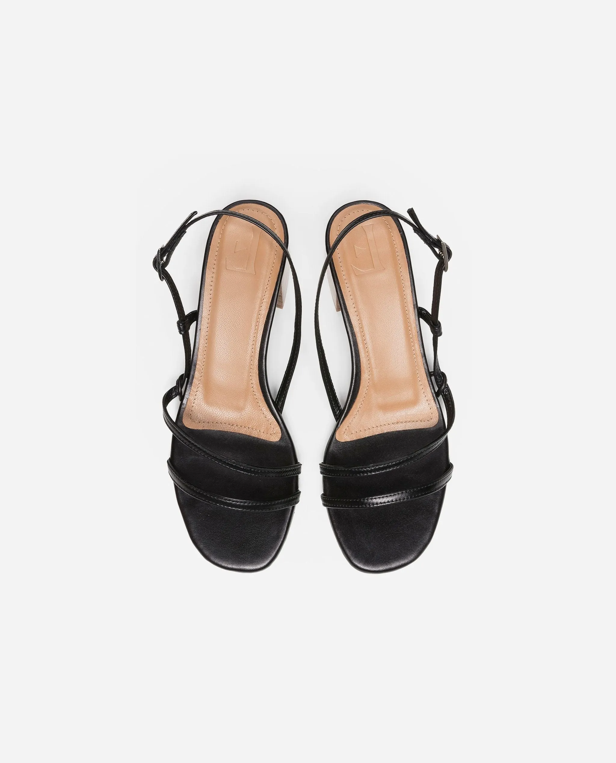 Elsa Leather Black Heeled Sandals