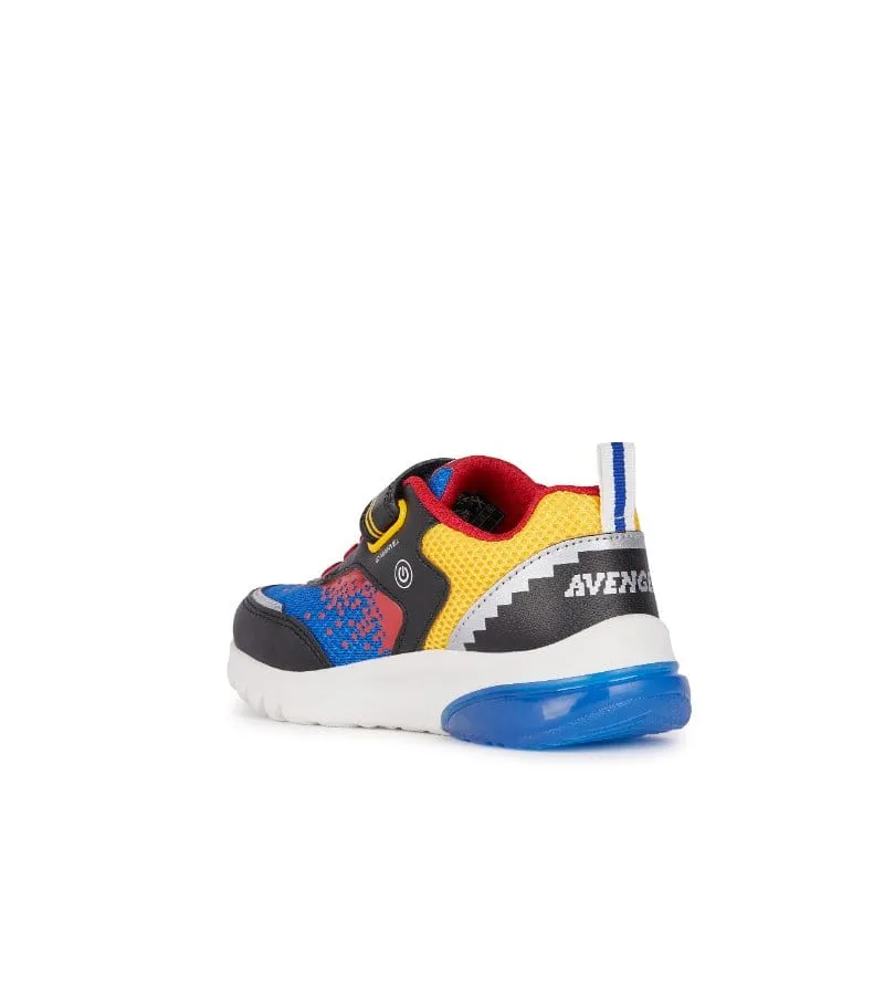 Geox Boys Light Up Marvels Avengers Slip In Black Casual Trainer Ciberdron - J45LBE