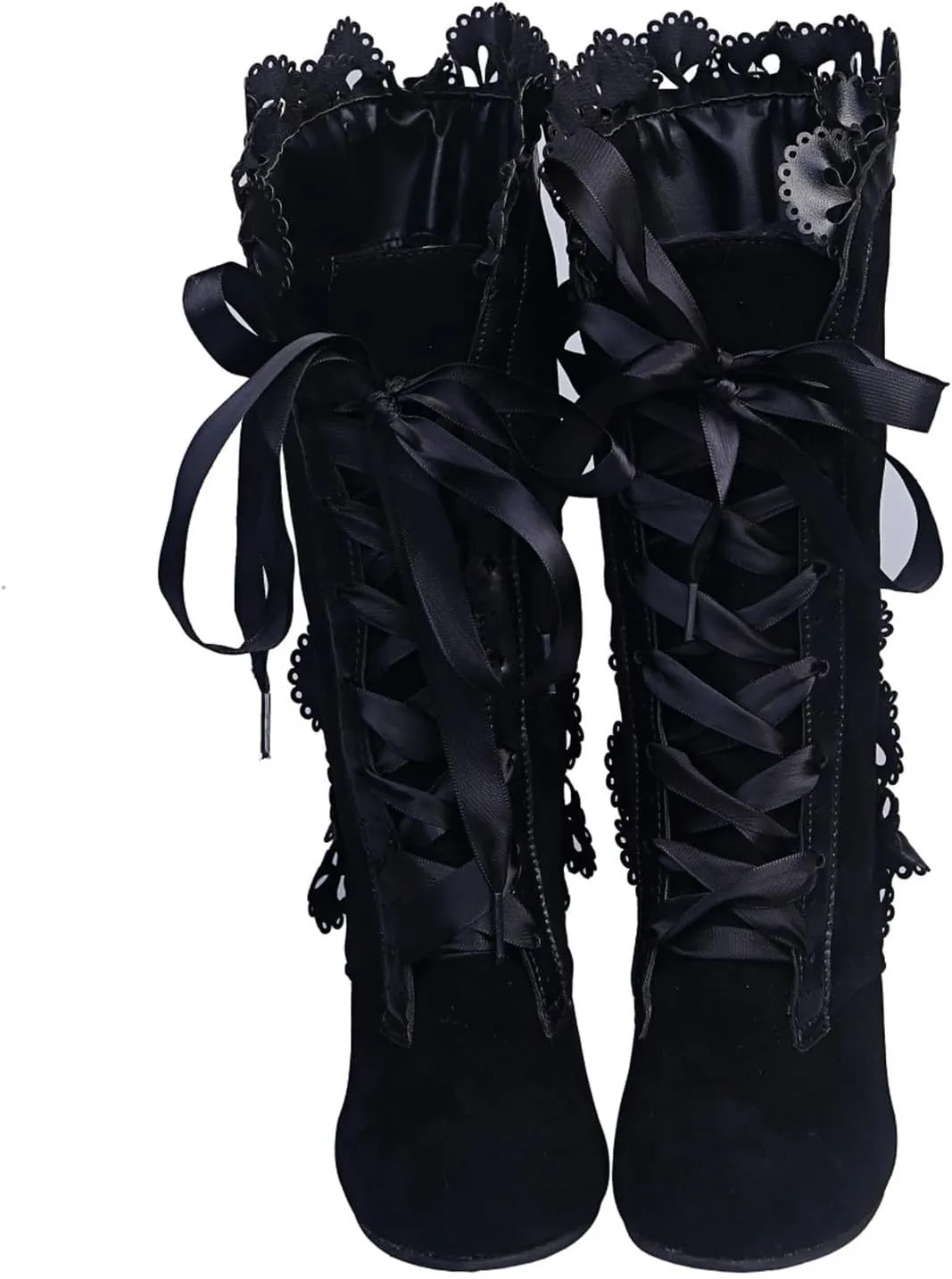 Gothic Boots for Women Chunky Heel Victorian Boots Lace Up Mid Calf Boots Suede Boots Renaissance Boots Witch Shoes