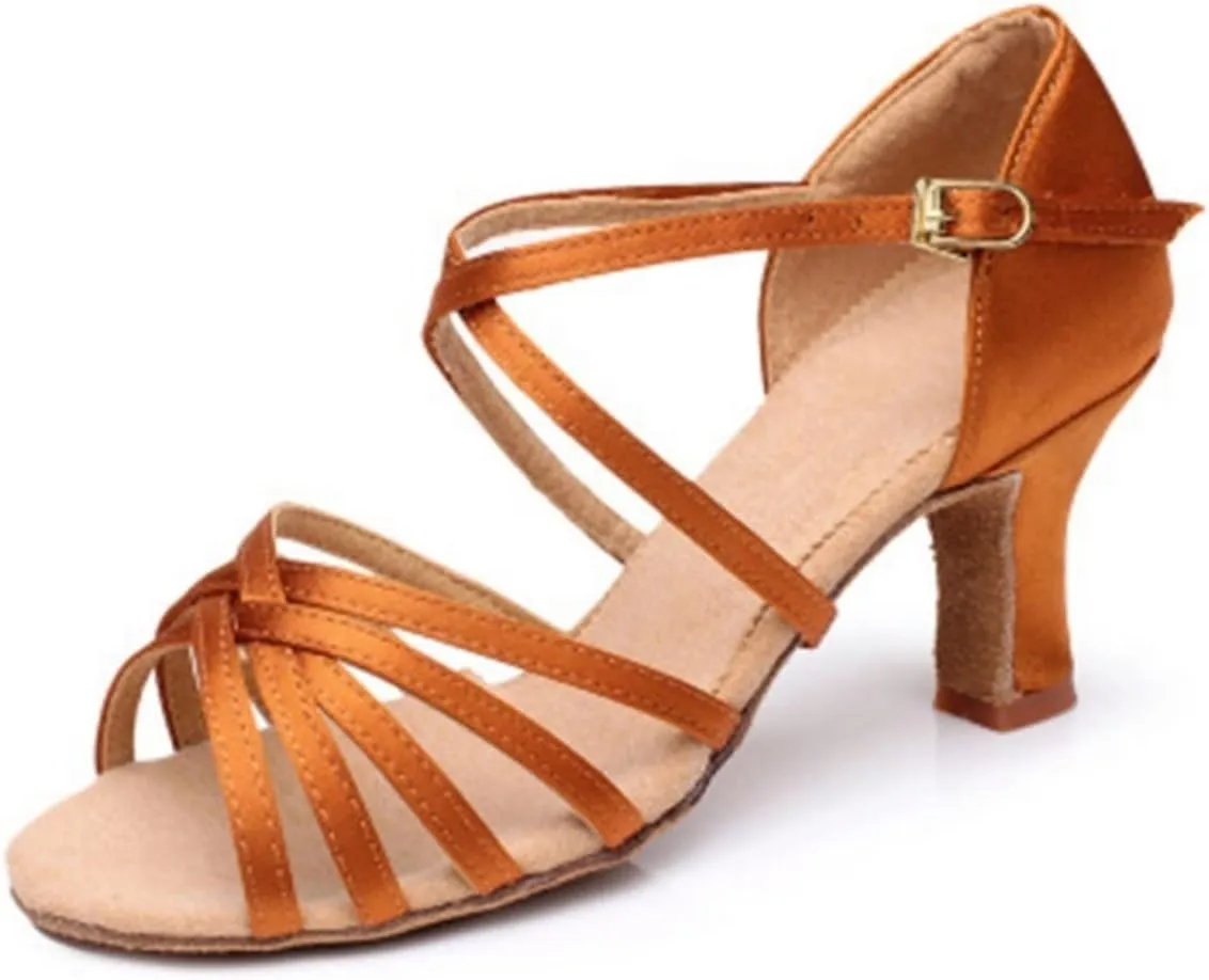 high Heels for Women High Heels Latin Dance Shoes for Women and Girls, High-Heeled Tango Dance Shoes, Soft Dance Shoes, Ballroom Dance Sandals(Brass,Size 35-22.5cm) Womens Heels