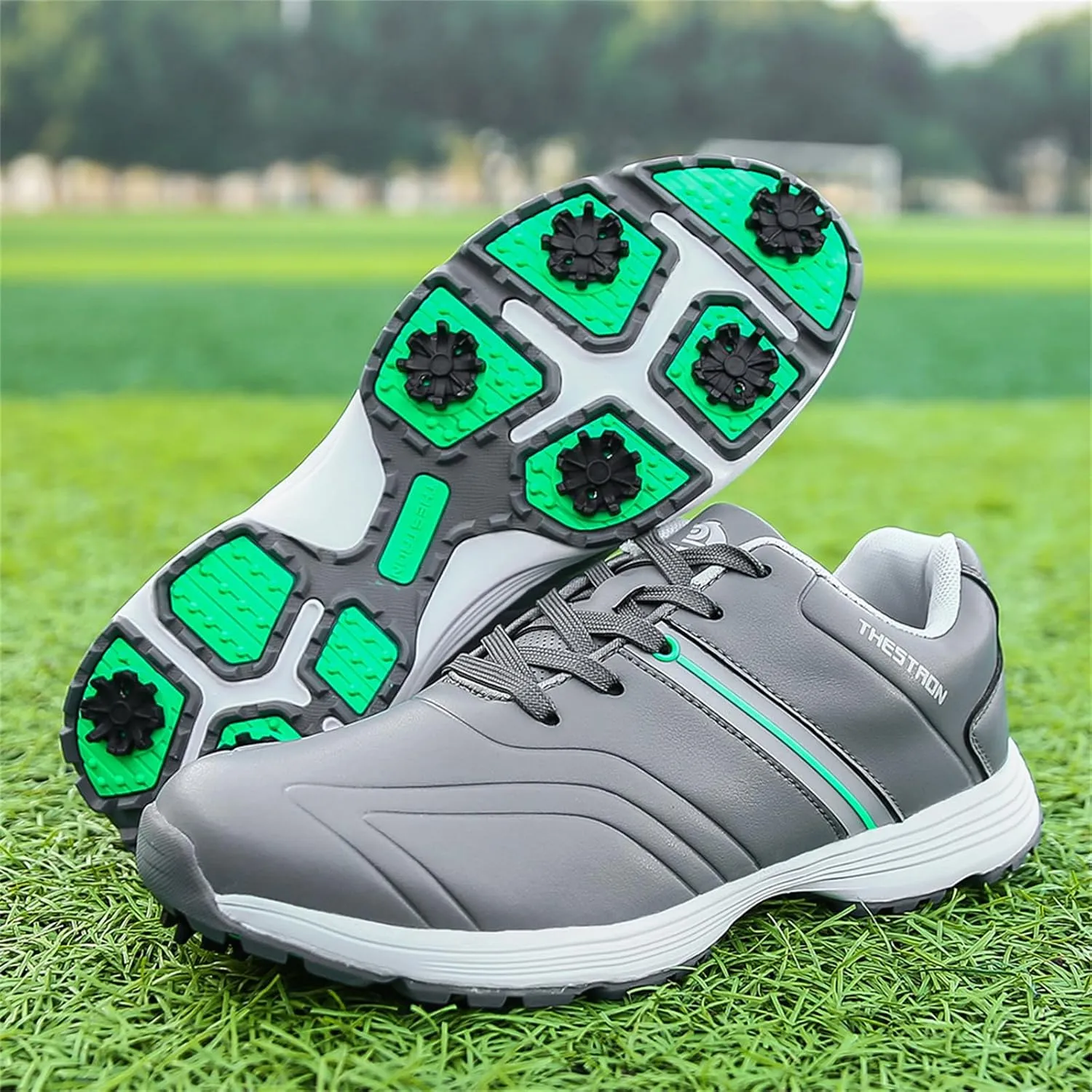 JiuQing Golf Shoes Men Waterproof Spikes Professional Golfing Trainers Anti Slip Comfortable