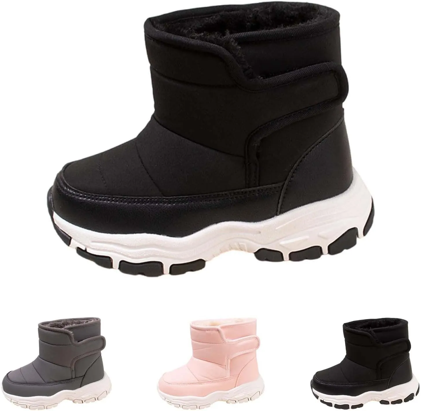 Kids Boys Winter Snow Boots Soft Sole Shoes Water-Proof Fleece Fr Lined Hiking Sneaker Insulated Mud Boots Kids