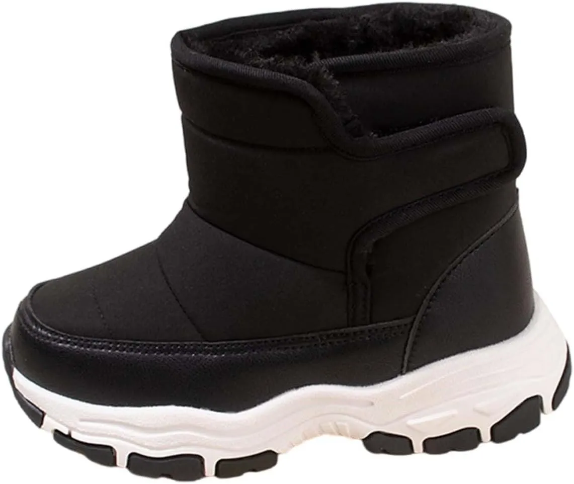 Kids Boys Winter Snow Boots Soft Sole Shoes Water-Proof Fleece Fr Lined Hiking Sneaker Insulated Mud Boots Kids
