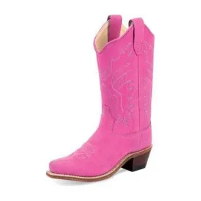 Kid's Old West Pink Cowhide Boots CF8226