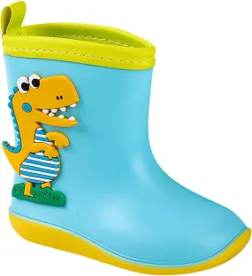 Little Child Toddler Boys Girls Multicolor Rain Boots Dinosaur Print Non Slip Flat Rain Shoes Sugar Boots Toddler