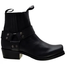 Men's Biker Boots Sendra 8286 Harness Black Leather Cuban Heel