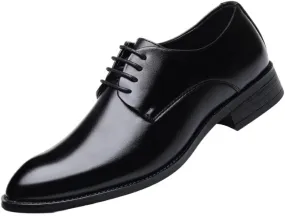 Men's Black Patent Leather Oxford Dress Shoes, Lace-Up Comfortable Formal Shoes, Soft Leather Business Oxfords for Wedding, Prom & Social Events