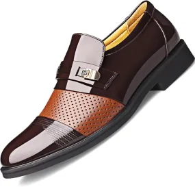 Men's Breathable Leather Oxfords Shoes Business Casual Formal Shoes Office Work Low Top Dress Shoes Breathable Casual Tuxedo Leather Shoes