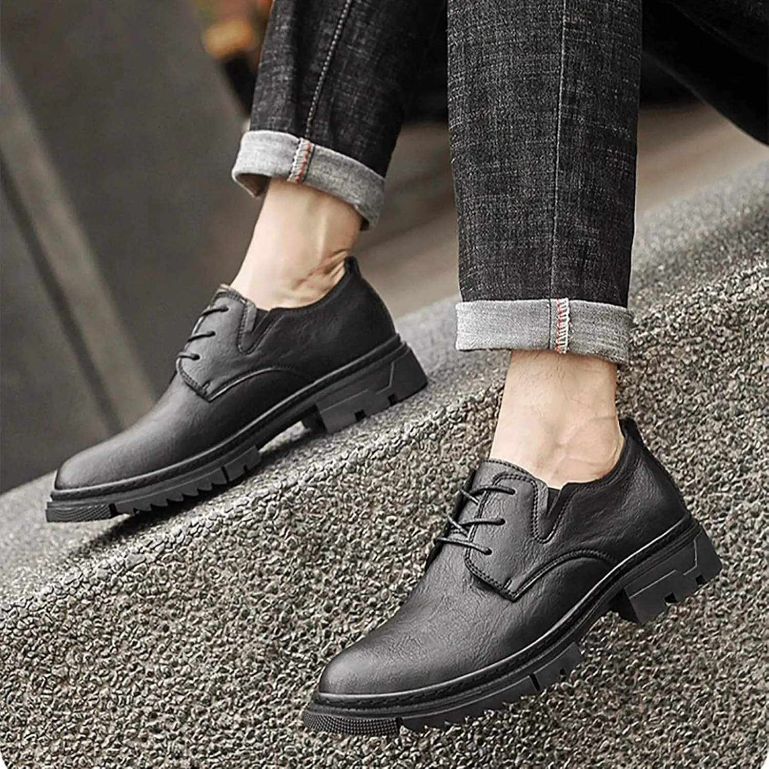 Men's Leather Work & Dress Fit Shoes Comfortable & Fashionable Oxford Casual Business Shoes, Perfect for Offices Events & Casual Outings