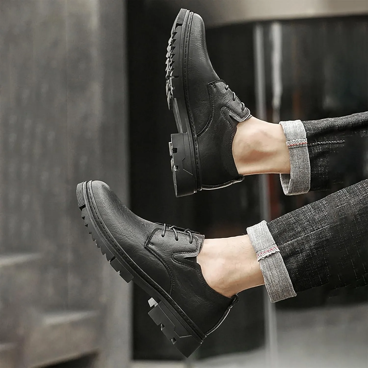 Men's Leather Work & Dress Fit Shoes Comfortable & Fashionable Oxford Casual Business Shoes, Perfect for Offices Events & Casual Outings